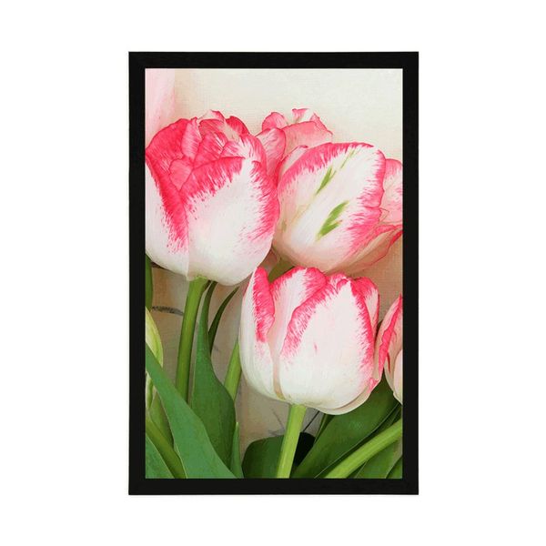Plagát jarné tulipány - 30x45 silver