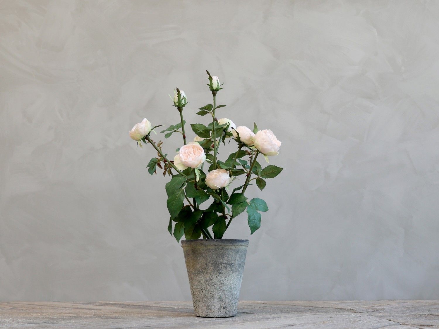 Dekorácie umelá ružová ruža v kvetináči Old - 44 cm