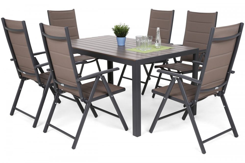 Home Garden Záhradný nábytok Ibiza so 6 stoličkami a stolom 150 cm, sivá/taupe