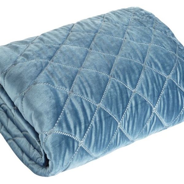 DomTextilu Prešívaný zamatový prehoz na posteľ modrej farby Šírka: 170 cm | Dĺžka: 210 cm 28413-154297
