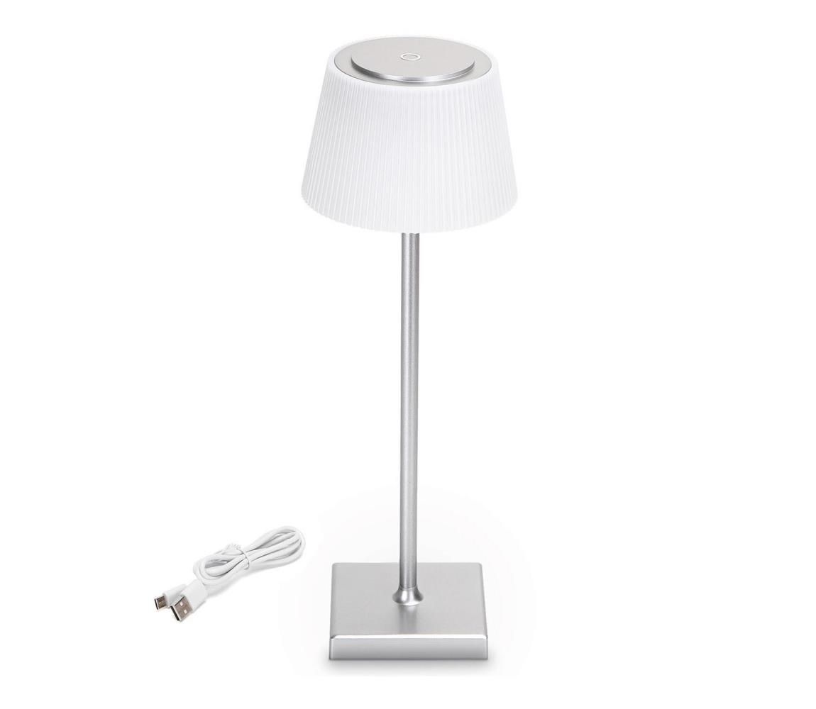 Aigostar - LED Vonkajšia stmievateľná nabíjacia lampa 4W/5V 3600mAh biela/chróm IP54