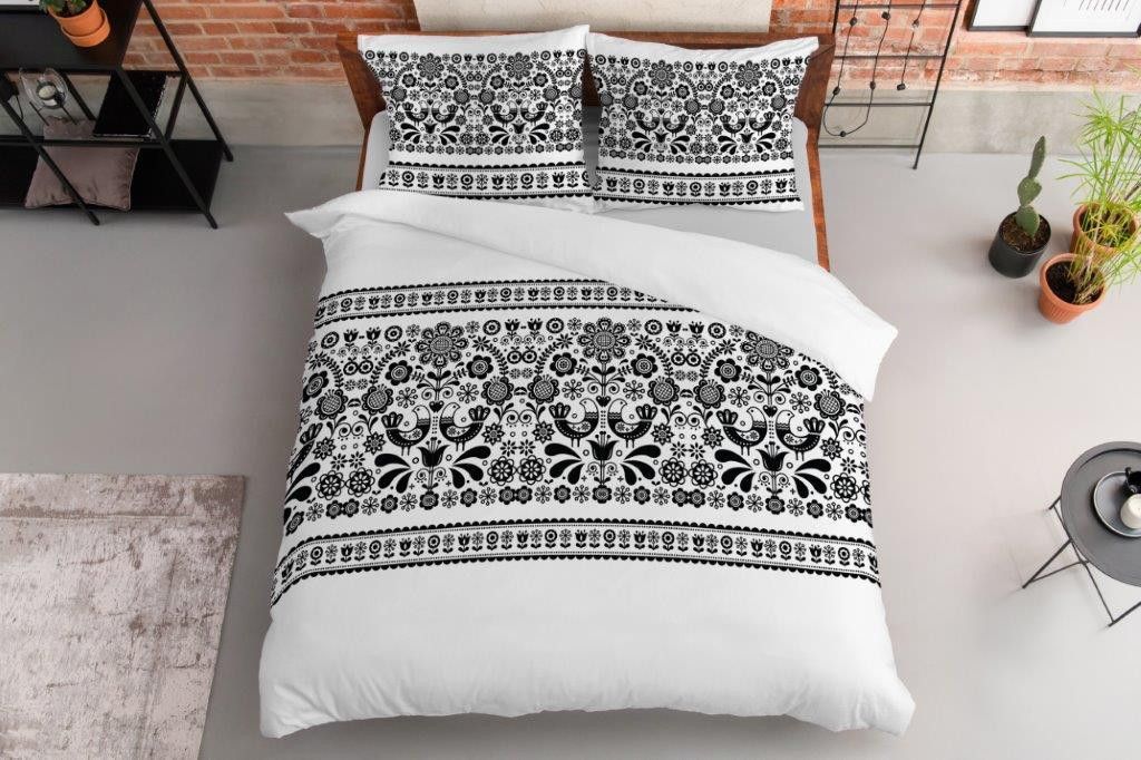 DomTextilu Dokonalé postelné bavlnené obliečky s krásnym čiernym vzorom 49593-224009