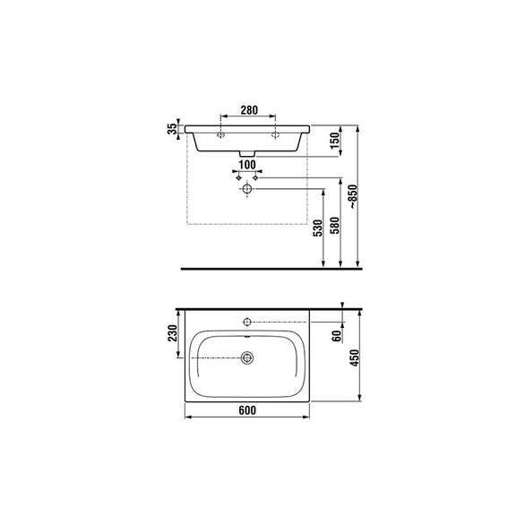 Jika Mio-N - Umývadlo s prepadom 60, 600x450 mm, Jika perla, biela H8127131001041