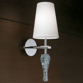 Lam Ozdobné nástenné svietidlo Crystal biele, Obývacia izba / jedáleň, kov, textil, K9 krištále, E14, 40W, L: 14 cm, K: 43cm