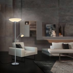 BANKAMP Meisterwerke stojaca lampa, miska, nikel, Obývacia izba / jedáleň, mosadz, sklo, 50W, K: 185cm