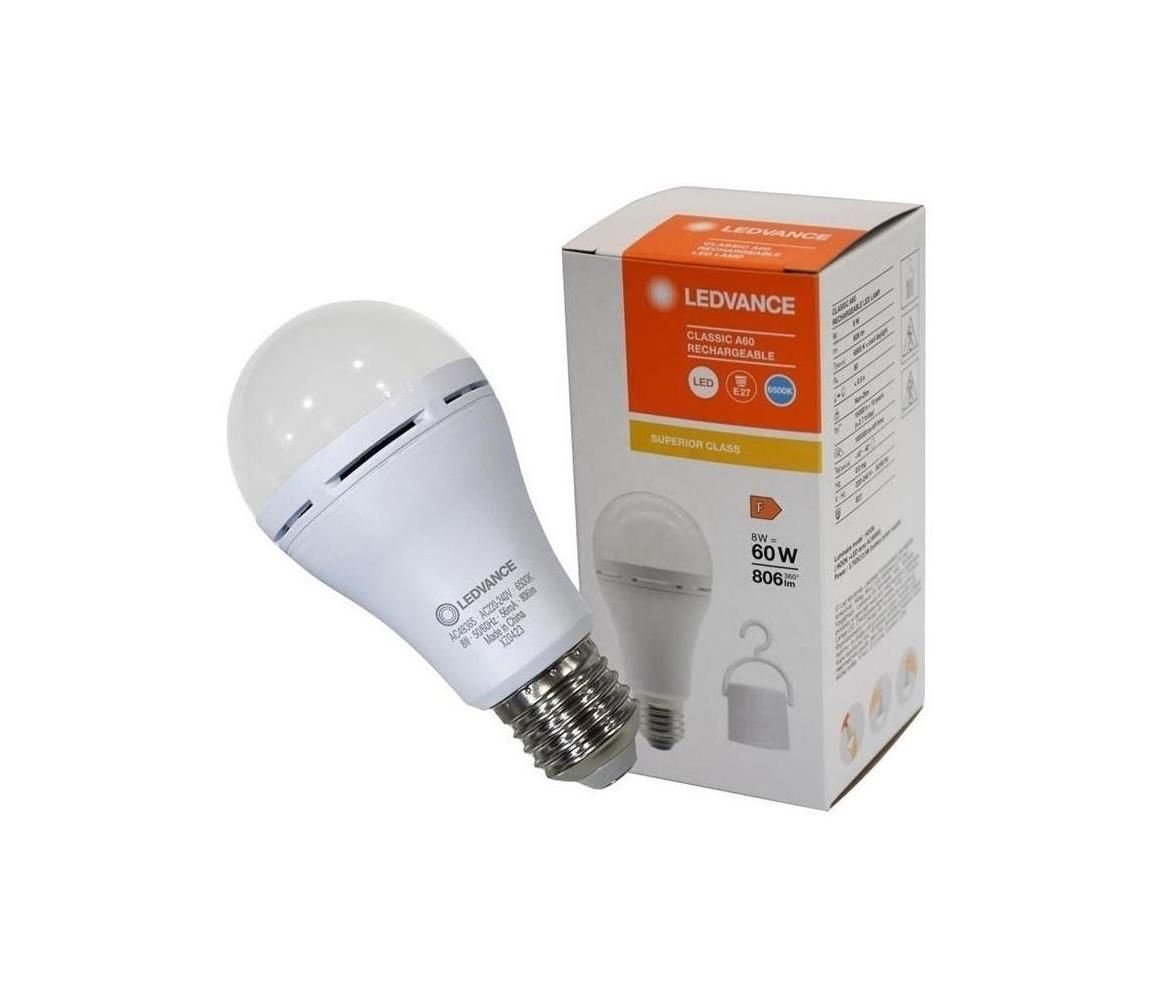 LED Žiarovka RECHARGEABLE A60 E27/8W/230V 6500K - Ledvance