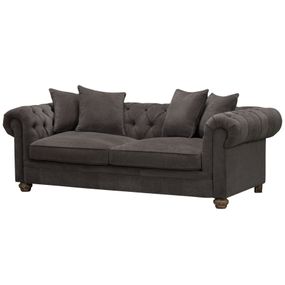 Estila Chesterfield trojsedačka Veera v tmavo sivom čalúnení s vintage štýlovými nožičkami 221cm