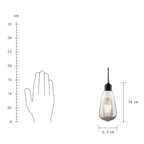 Butlers BULB LIGHT LED Žiarovka s jutovým lanom 110 cm - čierna