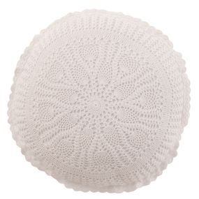 Biely bavlnený okrúhly vankúš s čipkou Lace white - Ø 39*12cm