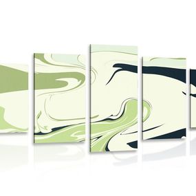 5-dielny obraz abstraktný vzor materiálov zelený - 200x100