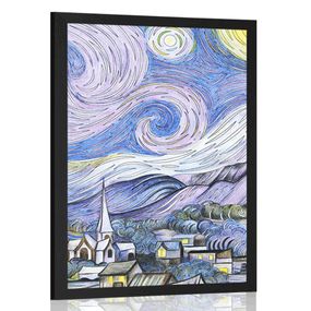 Plagát reprodukcia Hviezdna noc - Vincent van Gogh - 30x45 silver