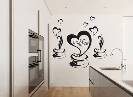 DomTextilu Nálepka na stenu do kuchyne s motívom kávy a srdiečok 50 x 100 cm
