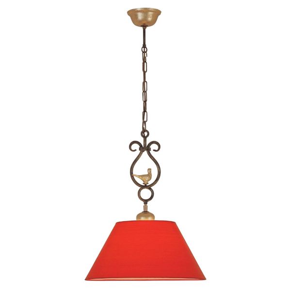 Menzel Provence Chalet – závesná lampa červená, Obývacia izba / jedáleň, plast, kov, keramika, E27, 100W, K: 58cm