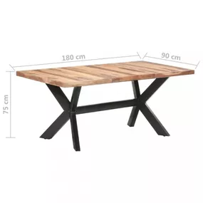 Jedálenský stôl masívne drevo / oceľ Dekorhome 180x90x75 cm