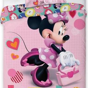 DomTextilu Krásne posteľné obliečky Little Minnie 2 časti: 1ks 140 cmx200 + obliečka 70 cmx90 Ružová 140x200 cm 23353-167316