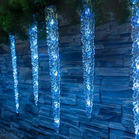 Reťaz MagicHome Vianoce Icicle, 65x LED ľadovo modrá, 8 funkcií, 230 V, 50 Hz, IP44, exteriér, osvetlenie, L-2,70 m
