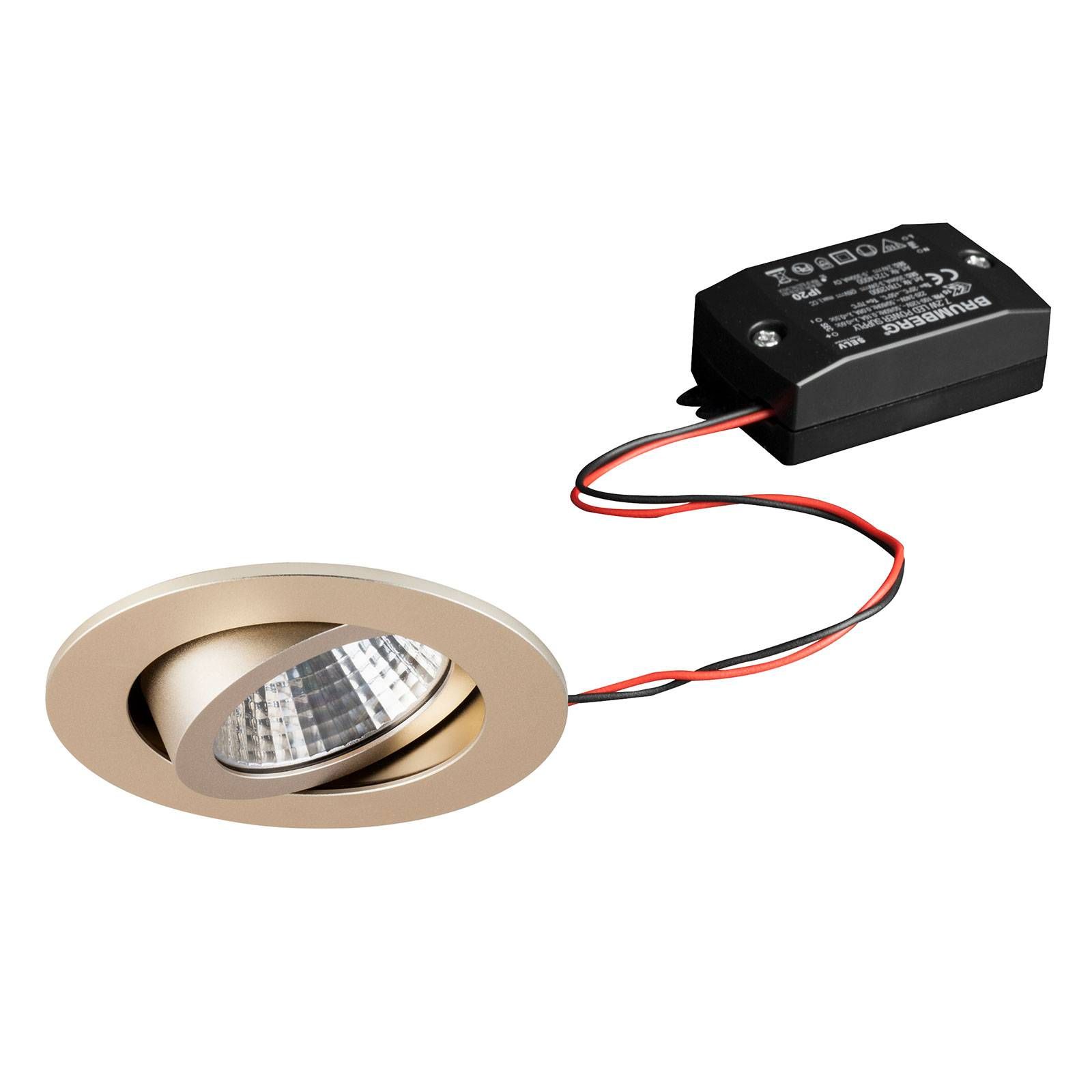 BRUMBERG LED bodové svetlá okrúhle krémová 2 700 K, Chodba, hliník, 7W, K: 0.3cm
