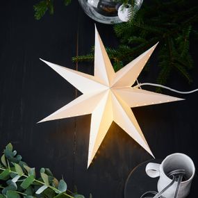 Markslöjd Dekoračná hviezda Lively, visiaca, biela, Ø 45 cm, Obývacia izba / jedáleň, papier, E14, 6W