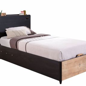 Detská posteľ s úložným priestorom 100x200cm sirius - dub čierny/dub