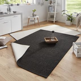 NORTHRUGS - Hanse Home koberce Kusový koberec Twin-Wendeteppiche 103096 schwarz creme – na von aj na doma - 80x150 cm