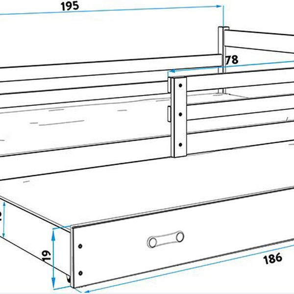 Posteľ s prístelkou RICO 2 - 190x80cm - Borovica - Zelený