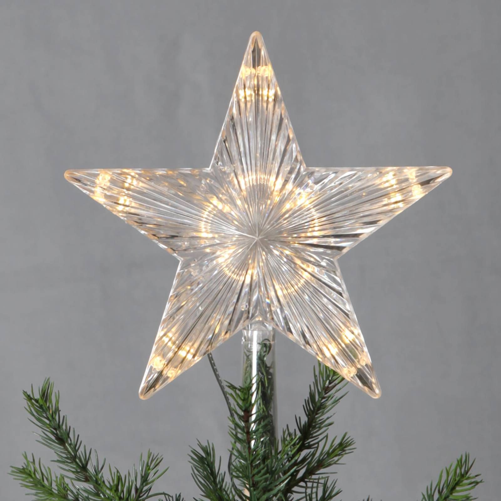 STAR TRADING S plastovou hviezdou – LED vrchol stromu Topsy, plast, 0.6W, P: 22 cm, K: 24cm