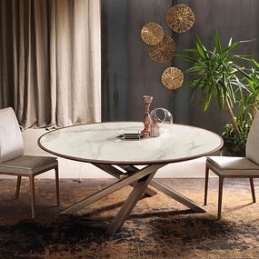 RIFLESSI - Stôl SHANGAI s keramickou doskou a dreveným okrajom
