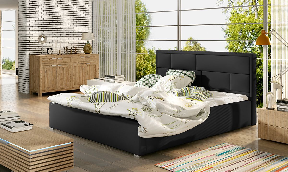 Čalúnená manželská posteľ s roštom Liza 180 - čierna