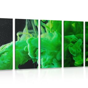 5-dielny obraz tečúce zelené farby