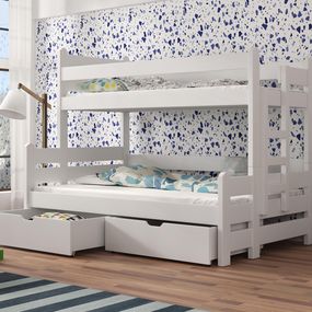 Detská poschodová posteľ 90 cm Bivi (biela)