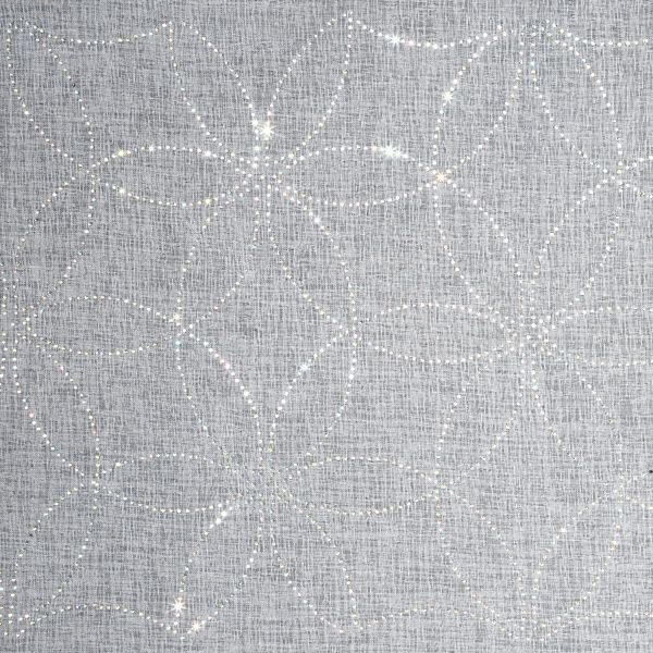 Krásna biela záclona na kruhy s ozdobnými zirkónovými kvetmi 140 x 250 cm