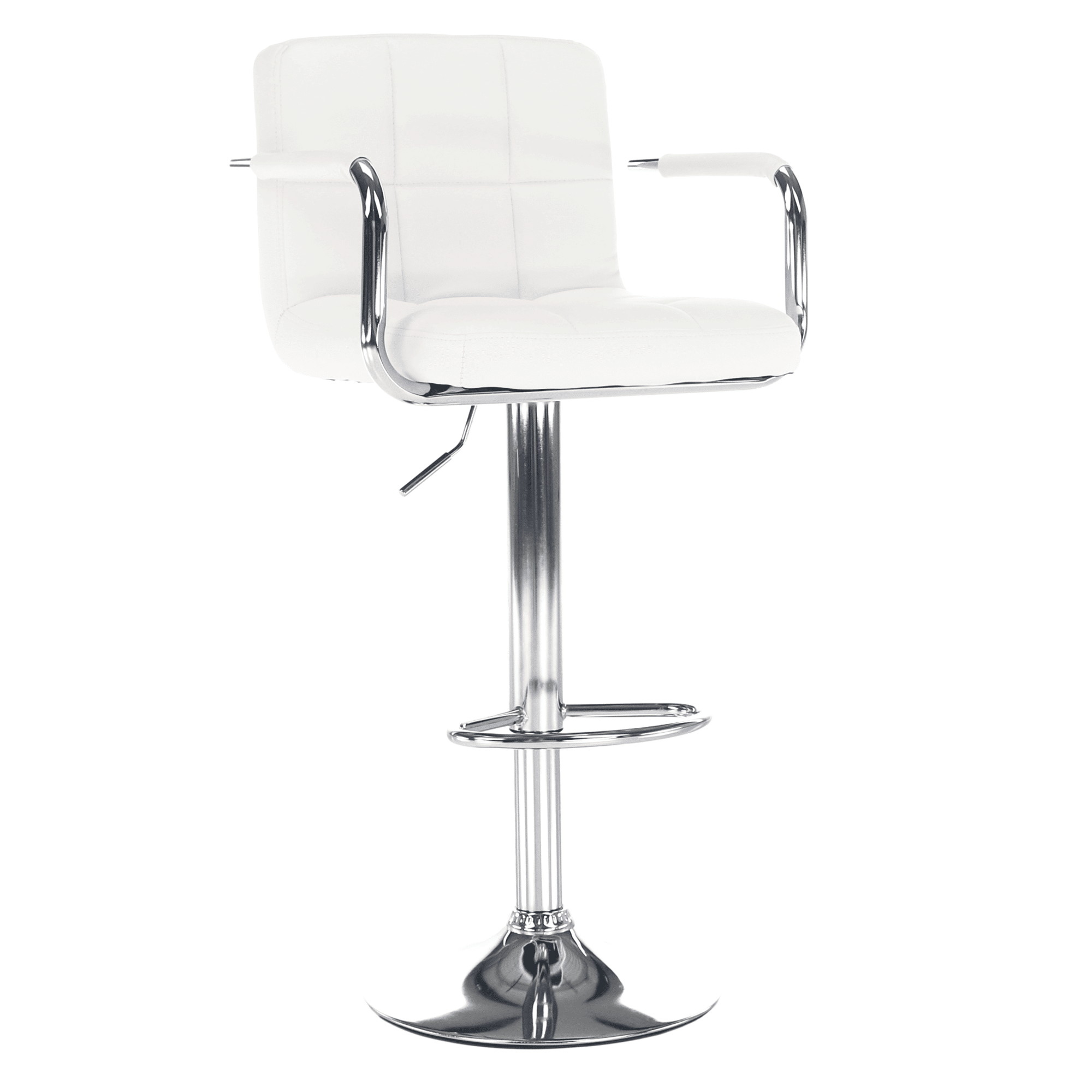 Kondela Barová stolička, biela ekokoža/chróm, LEORA 2 NEW 68090