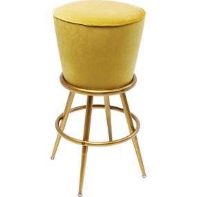 KARE Design Žlutá čalouněná barová stolička Lady Rock
