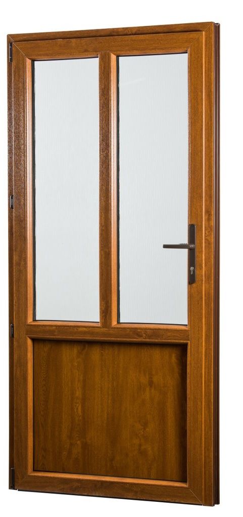 SKLADOVE-OKNA.sk Vedľajšie vchodové dvere REHAU Smartline+, ľavé, 980 x 2080 mm, biela / zlatý dub