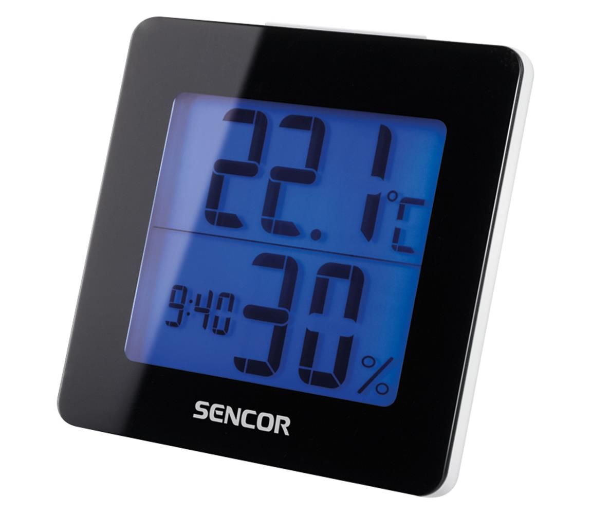 Sencor - Meteostanica s LCD displejom a budíkom 1xAA čierna