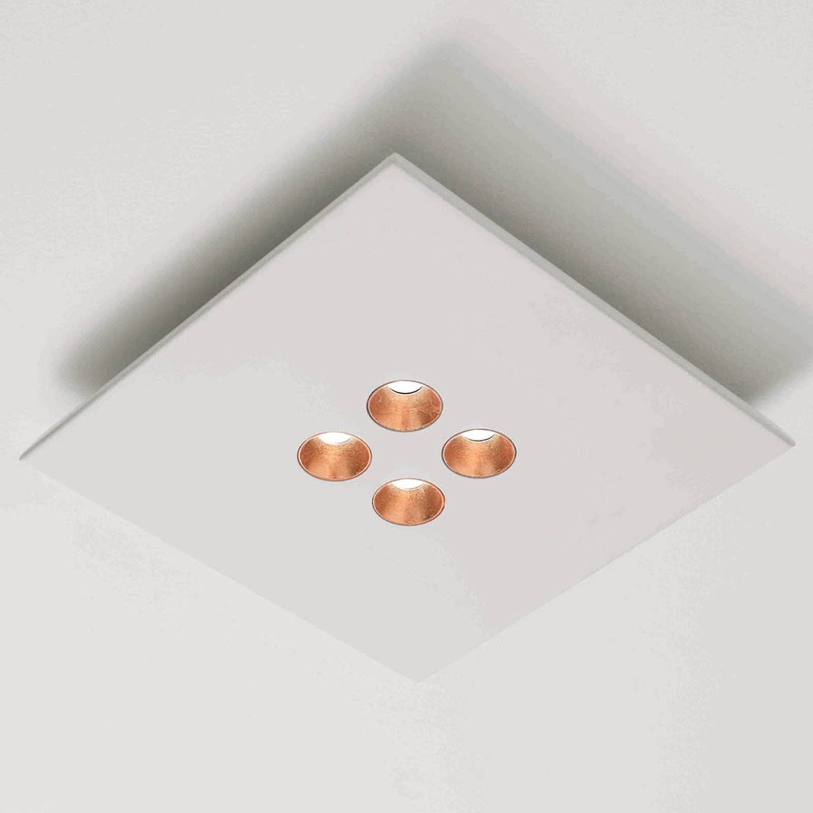 ICONE Confort – stropné LED svietidlo biele-meď, Obývacia izba / jedáleň, hliník, 4.5W, P: 38 cm, L: 38 cm, K: 4.5cm