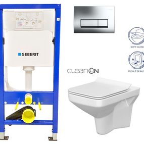 GEBERIT DuofixBasic s chrómovým tlačidlom DELTA51 + WC CERSANIT CLEANON COMO + SEDADLO 458.103.00.1 CO1