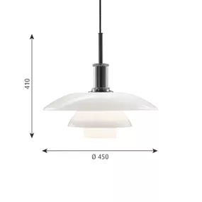 Louis Poulsen PH 4 1/2-4 závesná lampa, Obývacia izba / jedáleň, sklo, kov, E27, 70W, K: 41cm