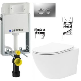 GEBERIT KOMBIFIXBasic vr. matného tlačidla DELTA 25 + WC REA Carlo Flat Mini Rimlesss + SEDADLO 110.100.00.1 21MA CF1