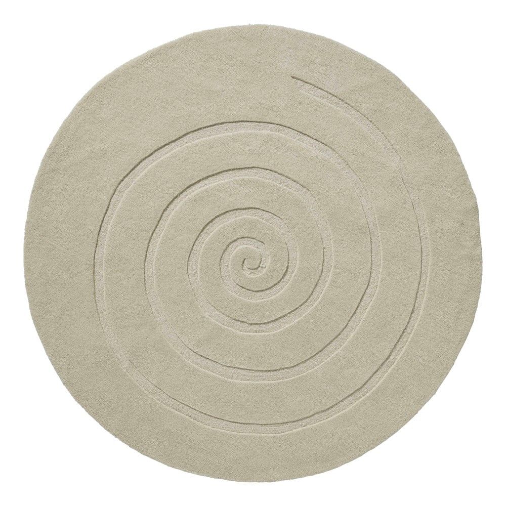 Krémovobiely vlnený koberec Think Rugs Spiral, ⌀ 180 cm