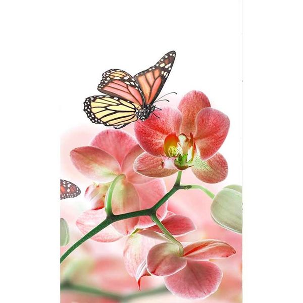 MS-2-0146 Vliesová obrazová fototapeta Orchids and Butterfly, veľkosť 150 x 250 cm