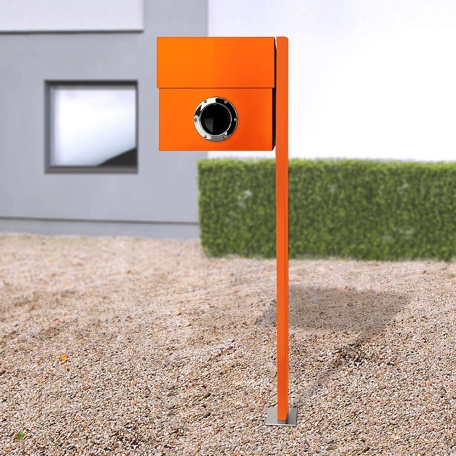 Absolut/ Radius Poštová schránka Letterman XXL stĺp oranžový, oceľ potiahnutá práškom ušľachtilá oceľ sklo, L: 50 cm, K: 43cm
