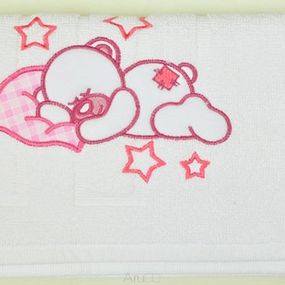 AMAL uteráčik s výšivkou, vzor MACKO II, ružový, 55x72 cm
