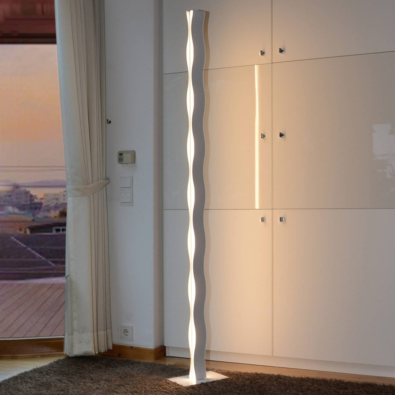 Eco-Light Stojaca LED lampa Wave, biela, Obývacia izba / jedáleň, kov, 24W, P: 16 cm, L: 26 cm, K: 177cm