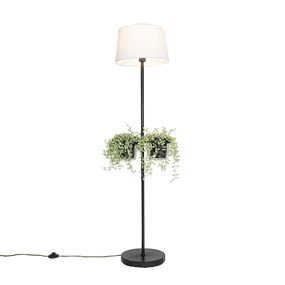 Moderná stojaca lampa čierna so sklom 33 cm - Roslini