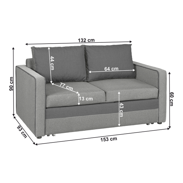 Rozkladacia pohovka, svetlosivá/sivá, DADA