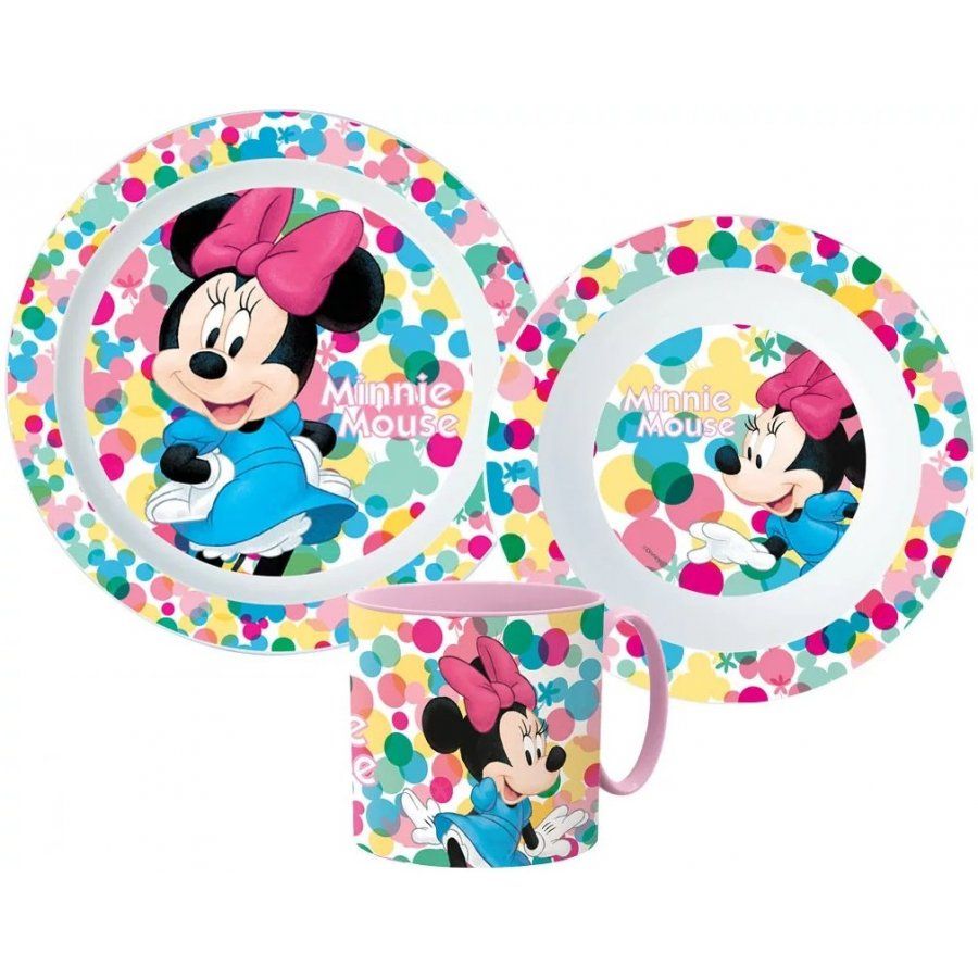 Stor · Sada plastového riadu / jedálenská súprava s hrnčekom Disney - Minnie Mouse - 3 diely