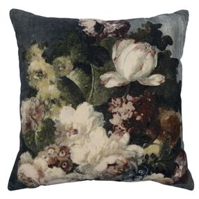 Zamatový vankúš s dekorom kvetín Romantic Flowers - 45*45*15cm