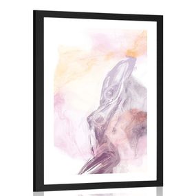Plagát s paspartou pastelová silueta ženy - 60x90 black