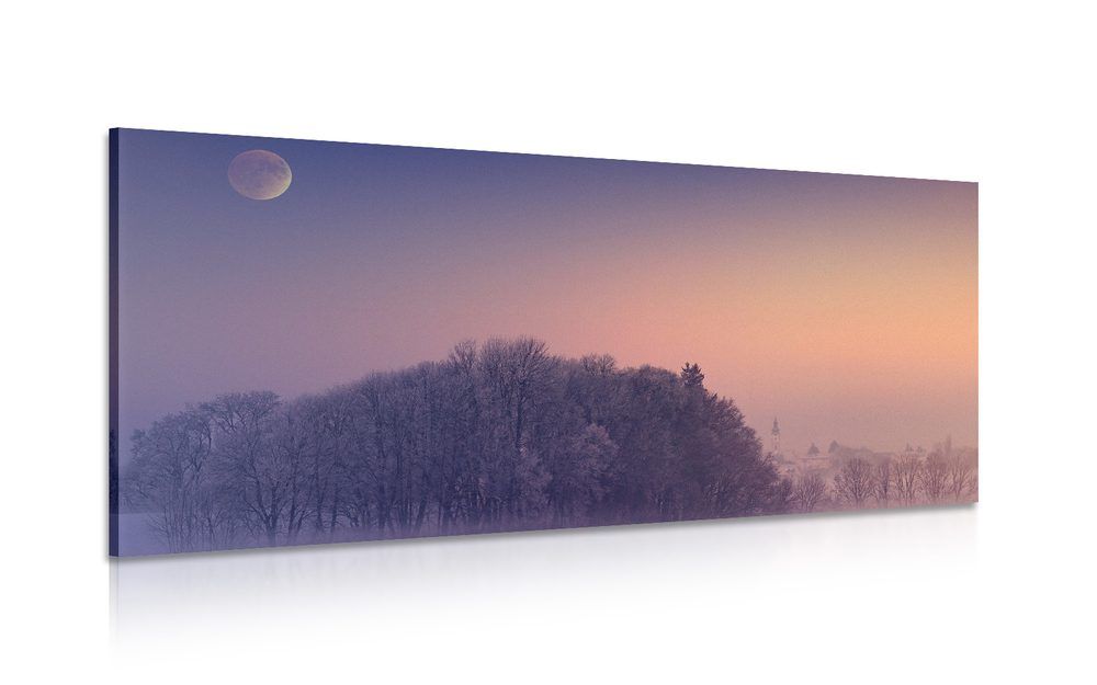 Obraz spln mesiaca nad dedinou - 120x60